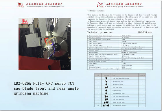 Servo Full CNC หน้าและมุมหลัง TCT เครื่องบดใบเลื่อย LDX-026A